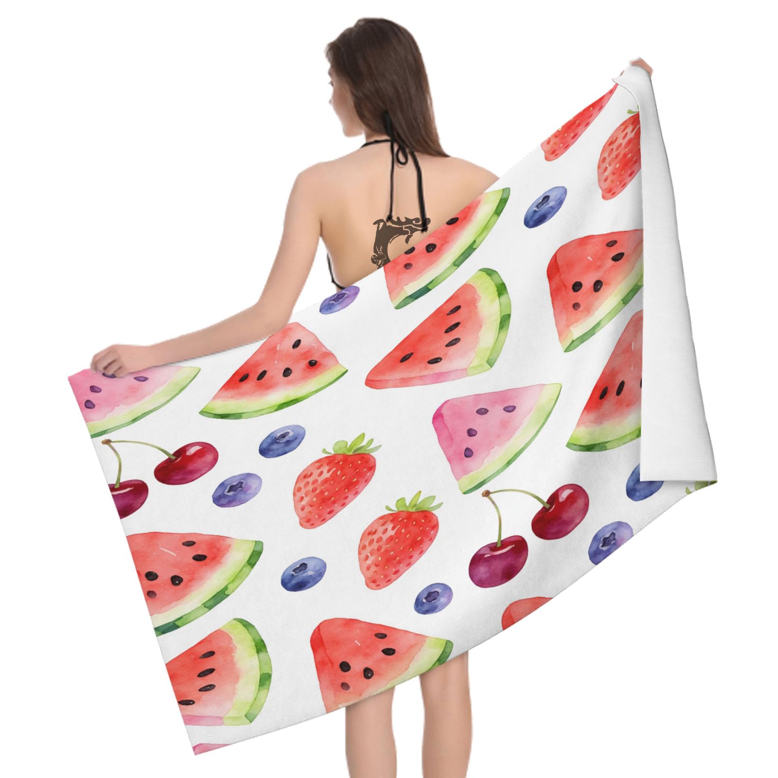 Leichong 3D Fruits Beach Towel Microfiber Soft Quick Dry for Adults, Blueberry Bath Towel Lightweight Soft Absorbent for Travel Swimming Pool Sports, 75 x 150 cm