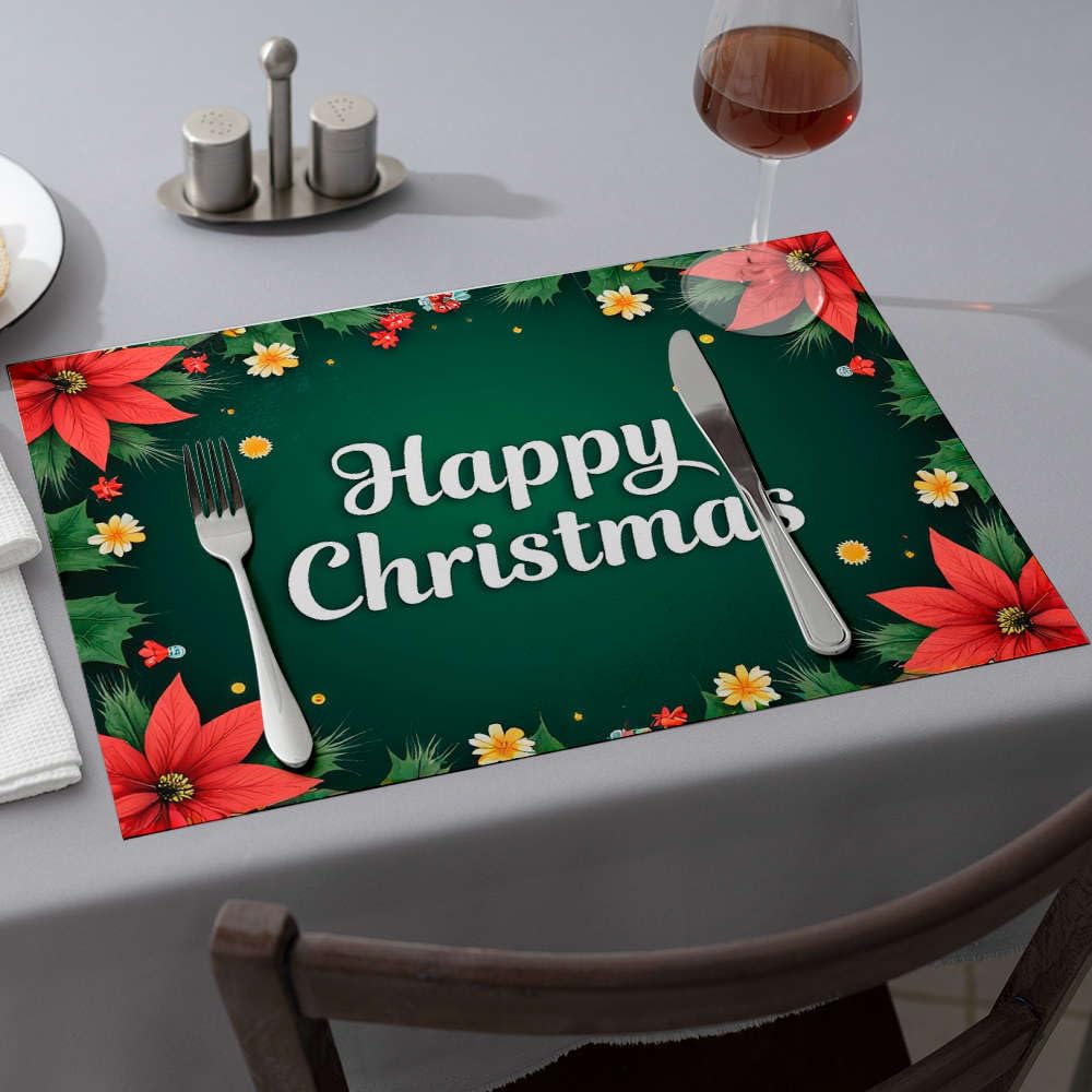 Sets de table d'été raffinés Happy Christmas rose de salle à manger et nappe occidentale