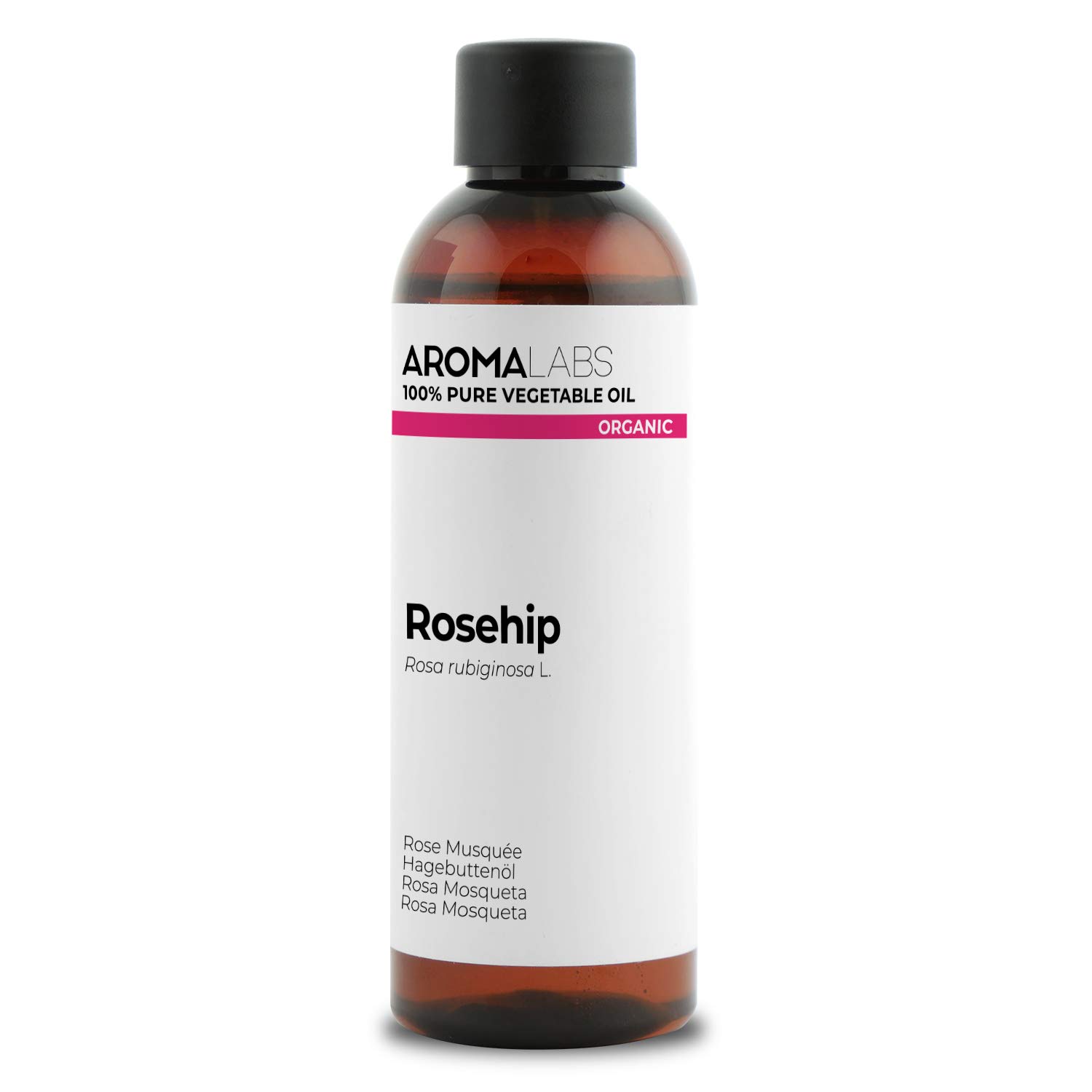 ORGÁNICO - Aceite vegetal ROSA MOSQUETA - 100mL - 100% Puro, Natural, Prensado en frío y Certificado Cosmos - AROMA LABS (Marca Francesa)
