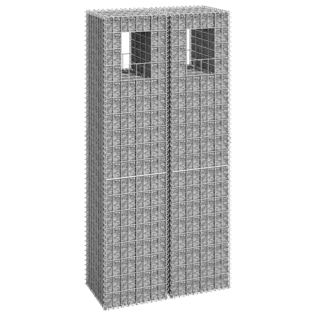 Columnas de gavión INLIFE de hierro robusto en pack de 2 unidades para jardines modernos