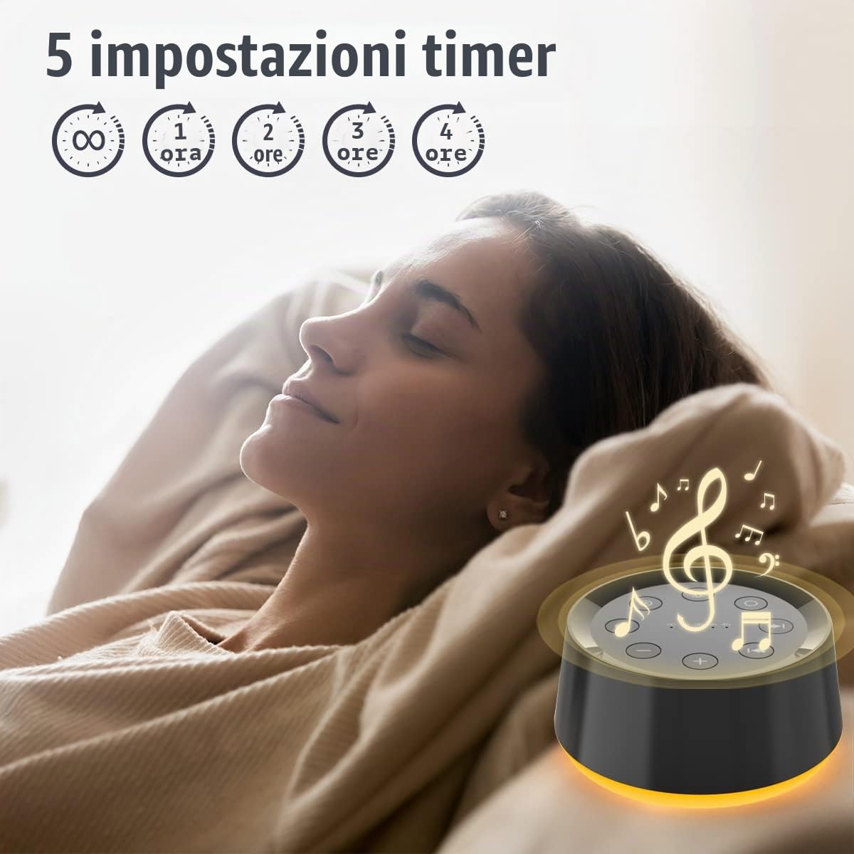 Sound Machine - Macchina per il rumore marrone, con 30 suoni lenitivi, 12 colori, luce notturna, per adulti, bambini, 36 livelli di volume, funzione di memoria, 5 timer per casa, ufficio, viaggi