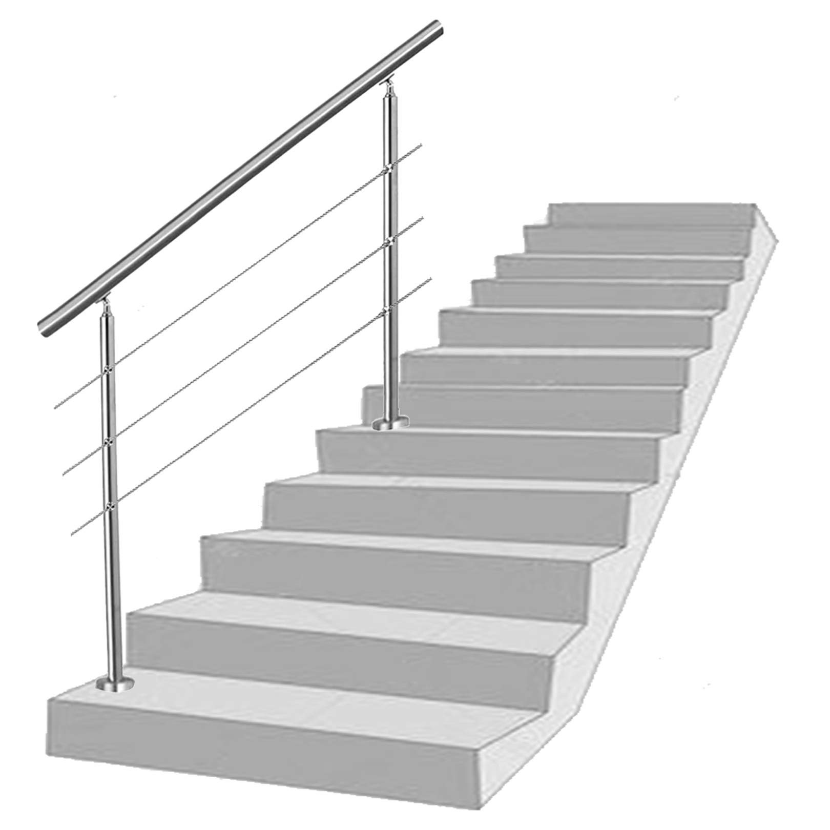 QDY Handicap Grab Bars - Handrails for Stairs (Complete Kit) 80-140cm Stair Railing for Garden Loft Stairs Non-Slip Safety Support Poles for Elderly