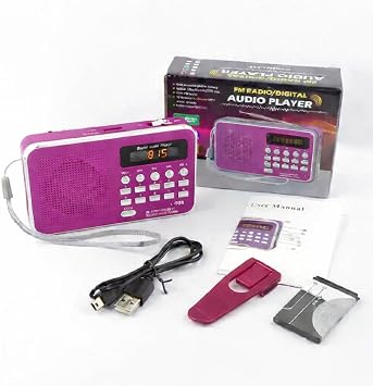 L-938 Şarjlı Taşınabilir FM Radyo | Dijital Ekranlı | USB/TF/SD/AUX Destekli | BL-5C Bataryalı Cep Radyosu (Macenta)