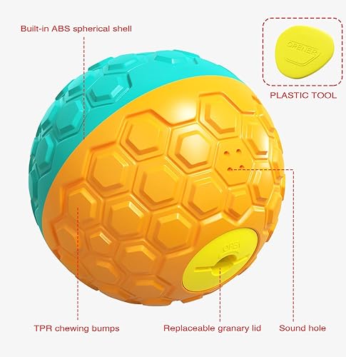 Miniatura 3 de HNNOAIDA Juguete interactivo de comida para perro, juguete de bola de perro de 5.8 pulgadas que sostiene golosinas, juguete duradero para golosinas