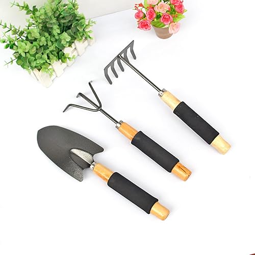 Miniatura 7 de Juego de herramientas de jardín de gran tamaño, pala, rastrillo de uñas y más, juego de 5 piezas con cubiertas protectoras de goma, longitud máxima