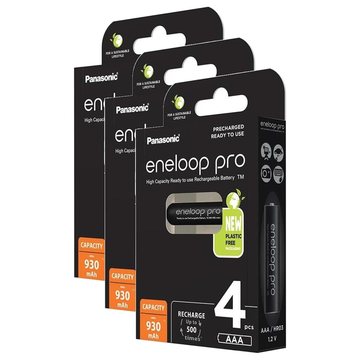 Eneloop Pro Confezione da 3 x 4 Batterie Ricaricabili Micro 930mAh AAA Ni-MH