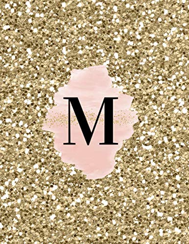 INITIAL "M" GOLD GLITTER GLOSSY LINED NOTEBOOK (8.5 × 11, 200 PAGES)