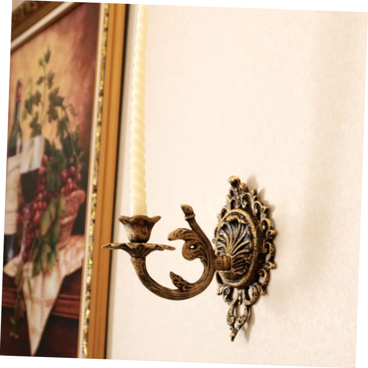 Elegant Wall-Mounted Candlestick Cast Iron Decorative Fixture for Vintage Home