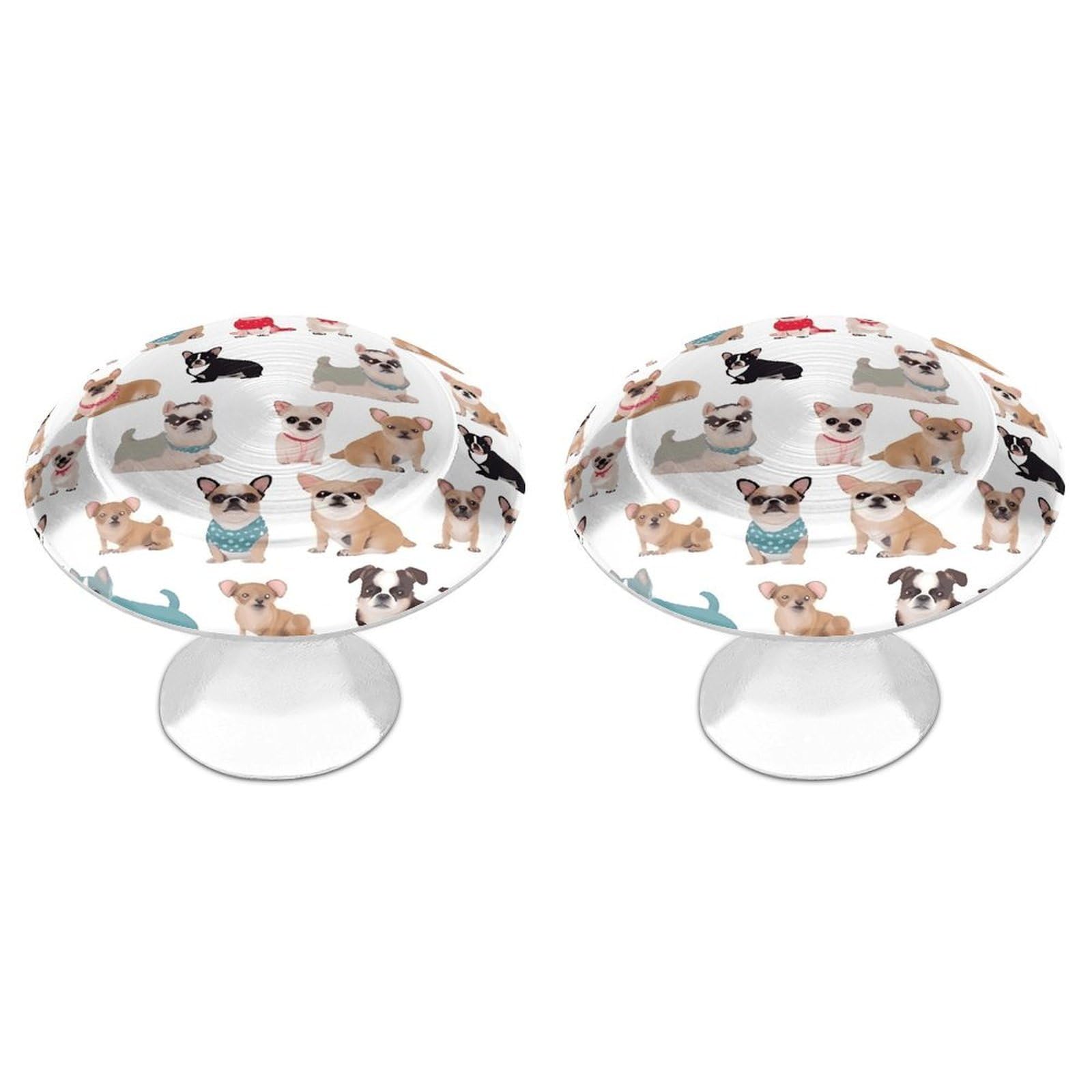 FekiLoot Cute Chihuahua Pug Pattern Cabinet Knob 2 Pack Mini Round Drawer Pulls Stainless Steel Dresser Drawer Knobs Kitchen Drawer Hardware for Bathroom Dresser Closet Door Knobs