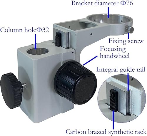 Miniatura 2 de TYZK Kit de microscopio negro de 2.992in para microscopio estéreo de 1.260in para microscopio binocular Trinocular Soporte de elevación de