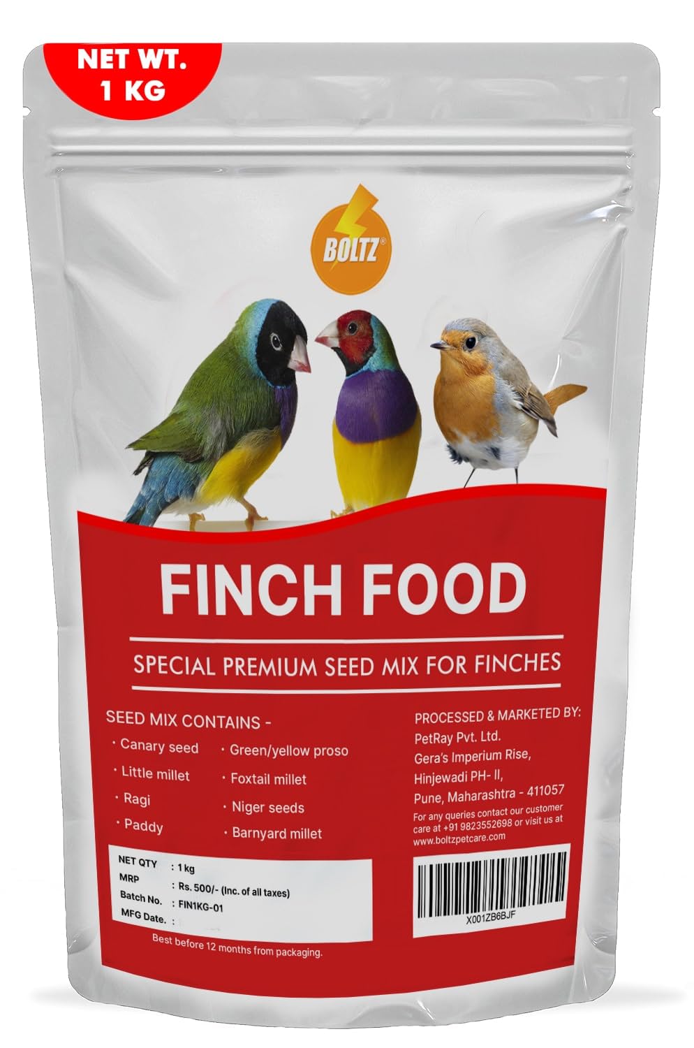 Premium Bird Food for Finches Complete Nutritional Mix Seeds, Healthy Food for Finch, No Chemical or Artificial Colors, Suitable for All Life Stages-(Pack of 1)