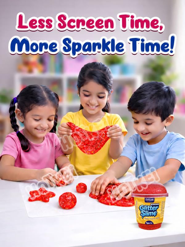 Image of HOTKEI Red Glitter Slime for Kids 3 to 10 Years Super Stretchy, Soft & Smooth Premium Shiny Slime Non-Toxic Sparkle Fun Slimy Toy Birthday & Return Gift for Kids Boys and Girls