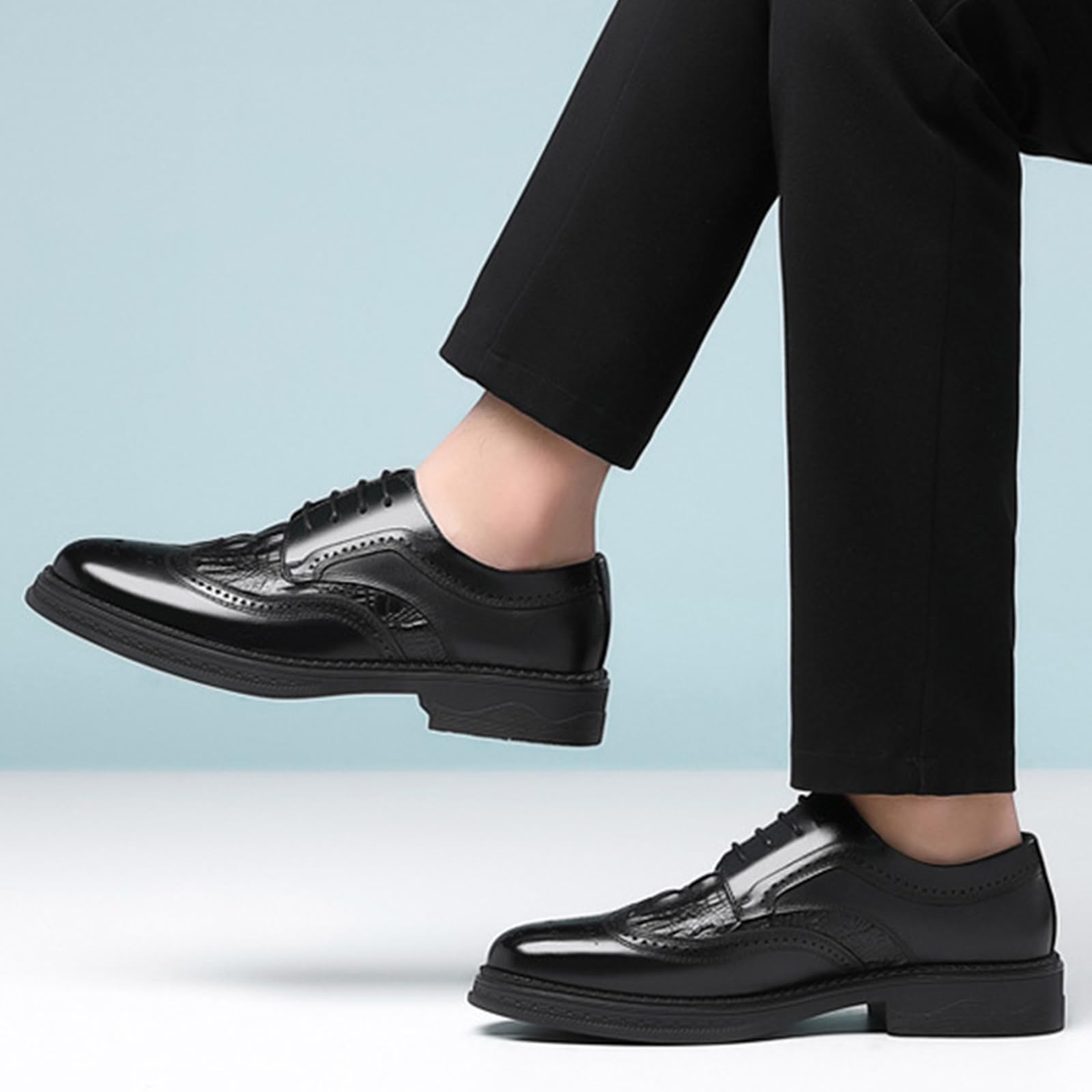 Scarpe Formali da Uomo Stringate Brogue Punta | Pelle, classico, Antiscivolo, Tacco Largo, Oxford, Sera, Formale, attività, Festa