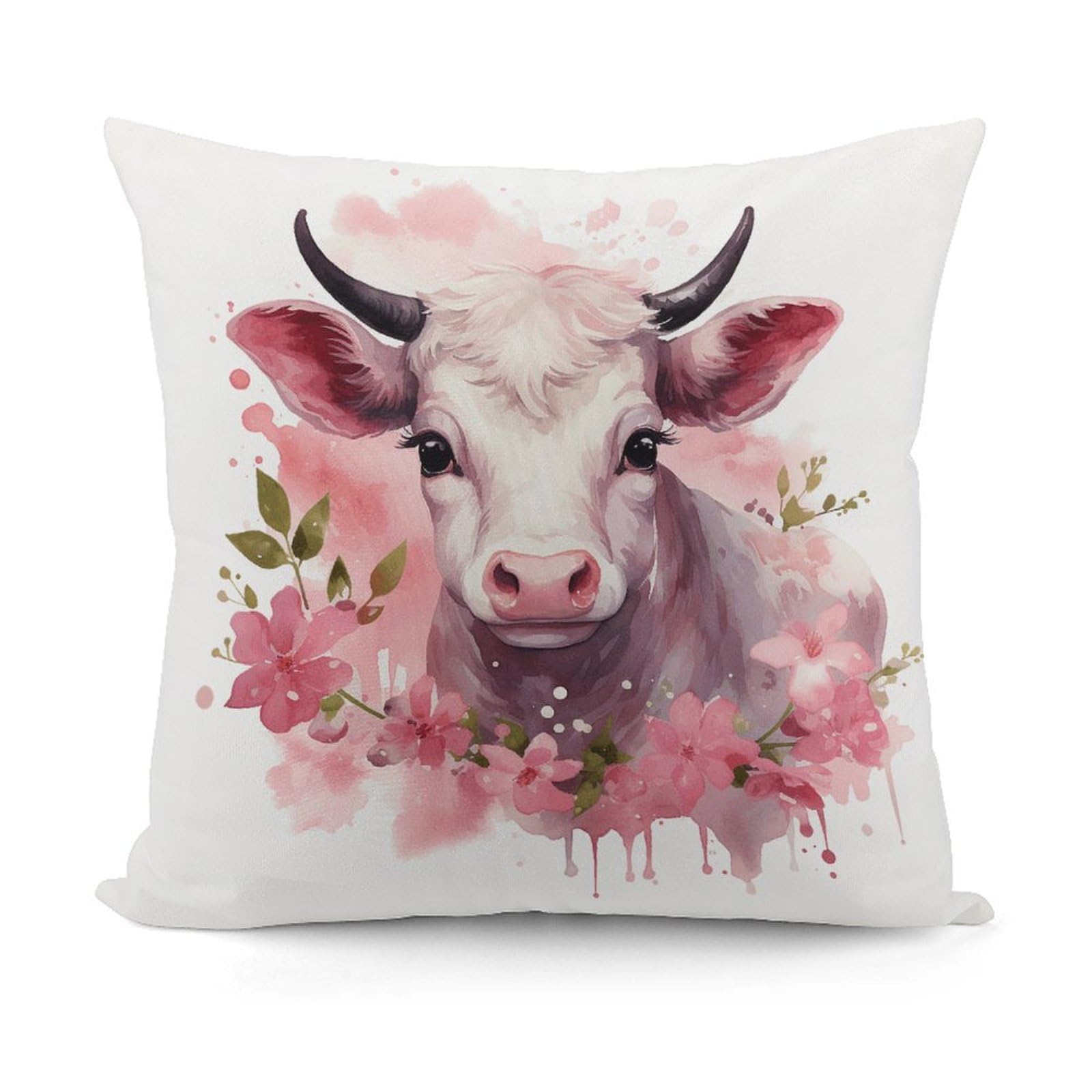 VstaDank A Little Cow Throw Pillow Covers 18x18 Inch Soft Couch Home Decor Cushion Cover Comfortable Plush Square Cushion Case Farmhouse Decorative Pillowcase for Living Couch