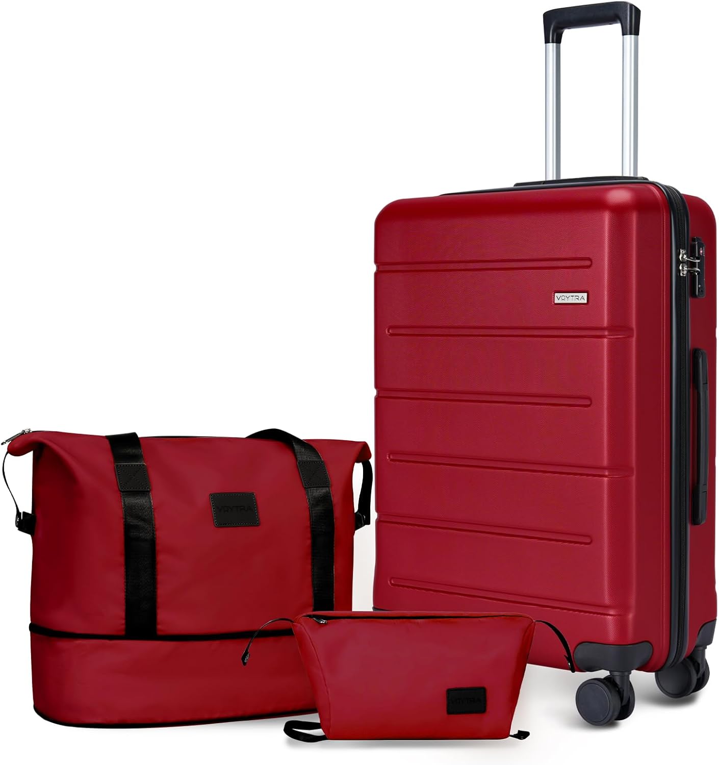 3-Piece Luggage Set with 20” Carry On, PC+ABS Hardside Suitcase with Spinner Wheels & TSA Lock, Easy-Control Rolling Suitcase for Business Trips & Weekend Getaways (Green)