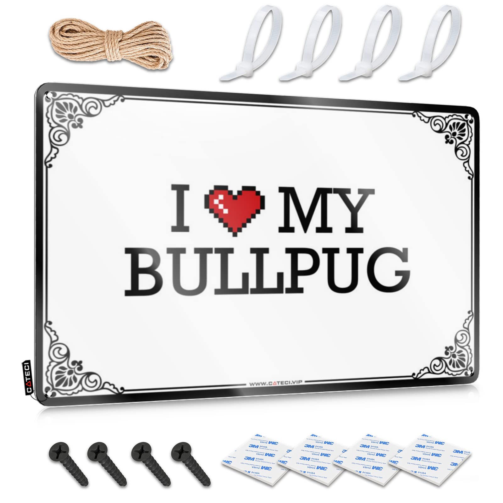 Bar Decor For Home Man Cave Cool Wall Decor - I Love My Bullpug Accessories Rustic Wall Hanging(20X30CM)