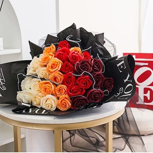 Miniatura 4 de 20 hojas de papel de regalo para ramo de flores, color negro, impermeable, ramo de flores de rosas, papel de envoltura de embalaje, papel de regalo