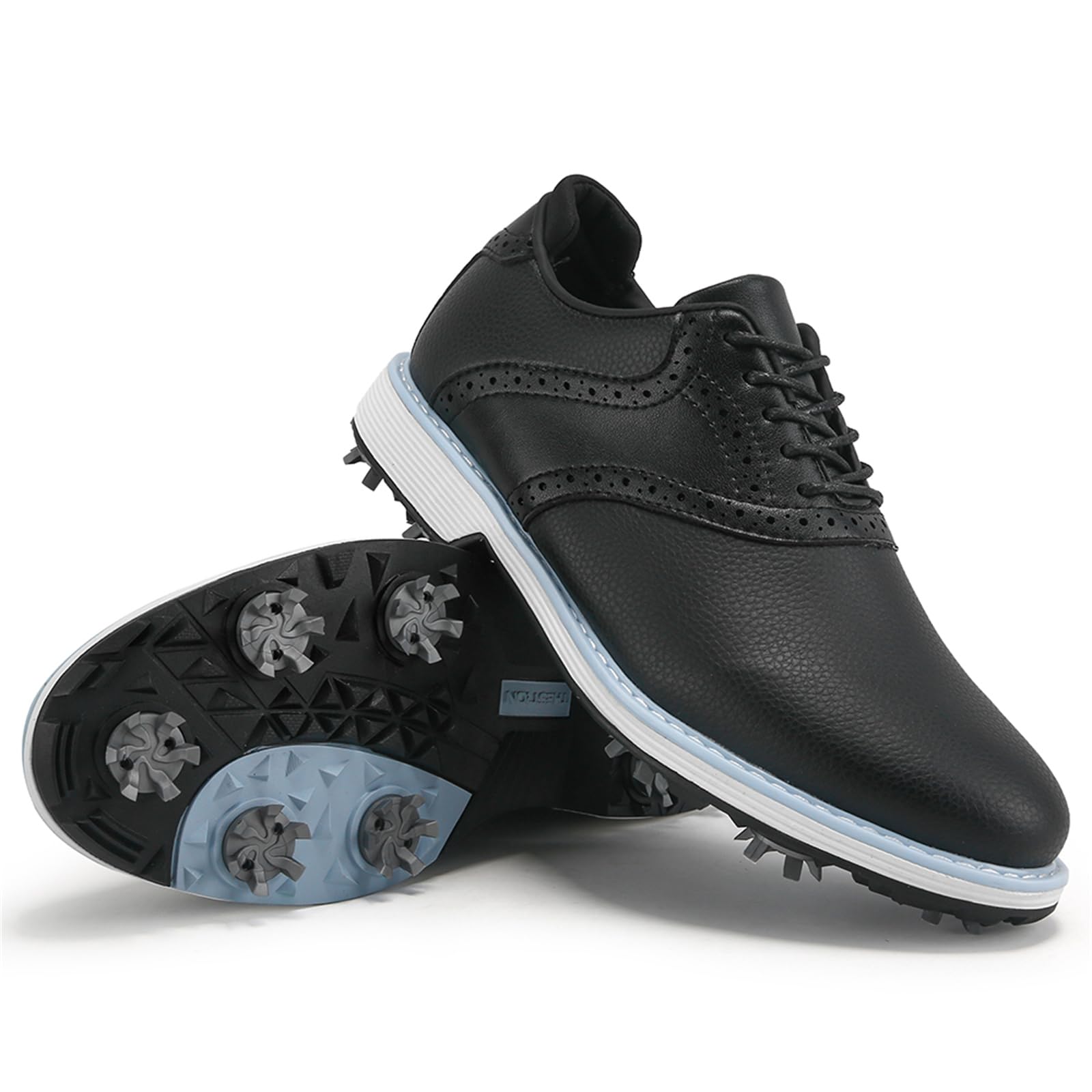 Scarpe da Golf Professionali da Donna con Borchie Scarpe da Lavoro in Pelle con Lacci Impermeabili Antiscivolo E Comode