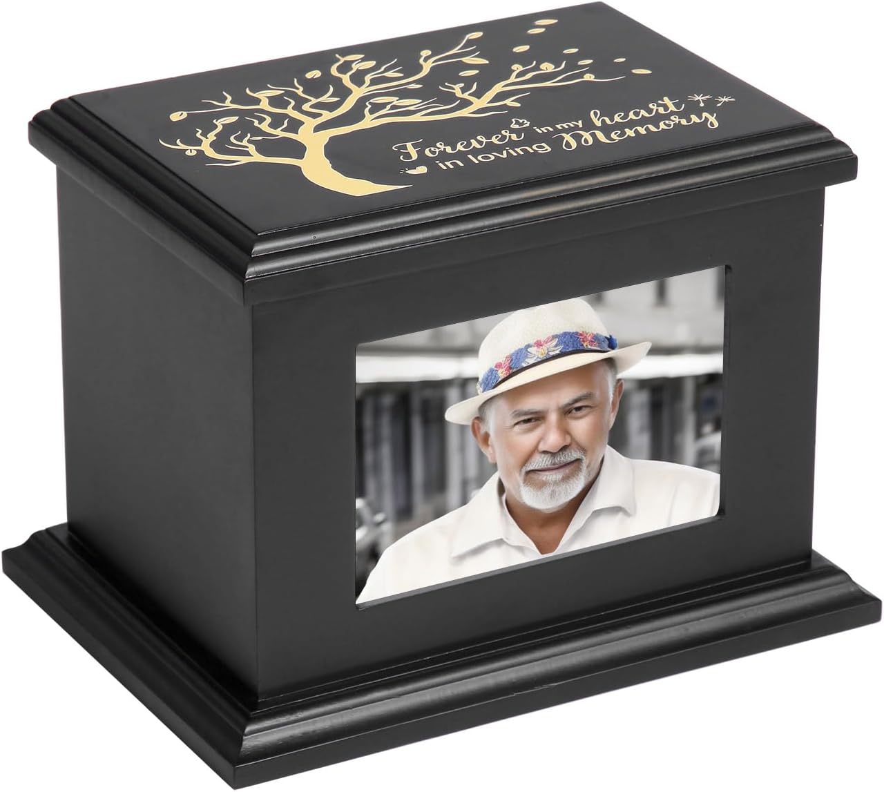 Cremation Urns for Human Ashes Adult Male Female, Wooden Urns Box and Casket for Men Women Funeral Memorial for Ashes with Photo Frame, Burial Urn for Adults Up to 554 LBS