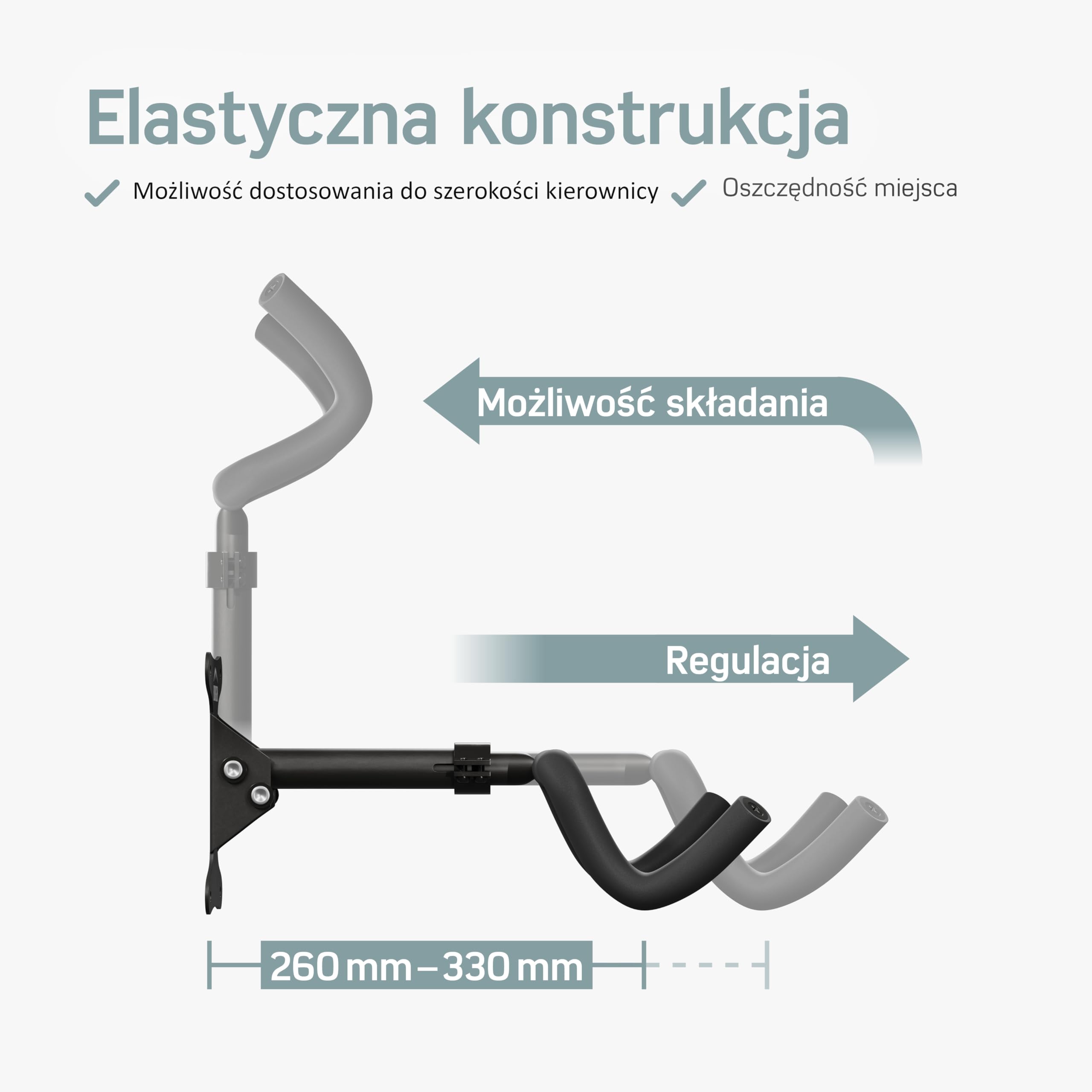 Borgen Uchwyt ścienny do rowerów Uchwyt na rower - regulacja kąta i odległości od ściany, składany, MTB, rower szosowy, uchwyt ścienny na rower - dodatkowa miękka podkładka.