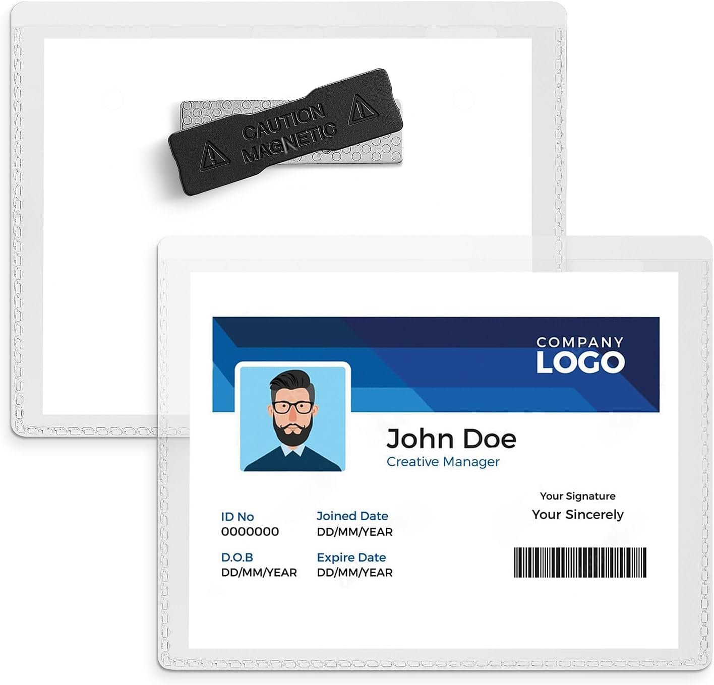 Staples Magnetic Top‑Load Badge Holders, Clear, Secure Name Badge Sleeves with Magnet Backing, Horizontal ID Holders, 20‑Pack