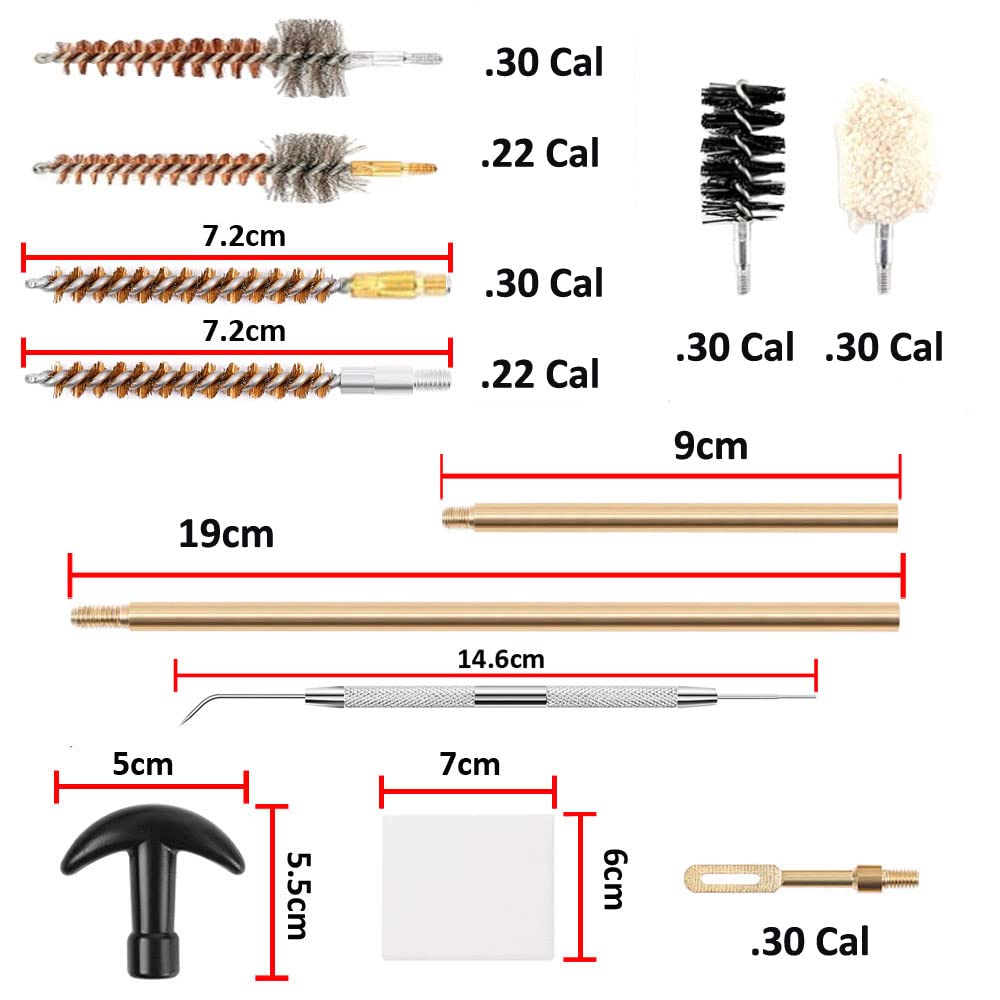 Kit de Limpieza Universal para Pistola Rifle 17 Piezas Cepillos Tubo Trapeador .22/.357/.38/9mm/.40/.45