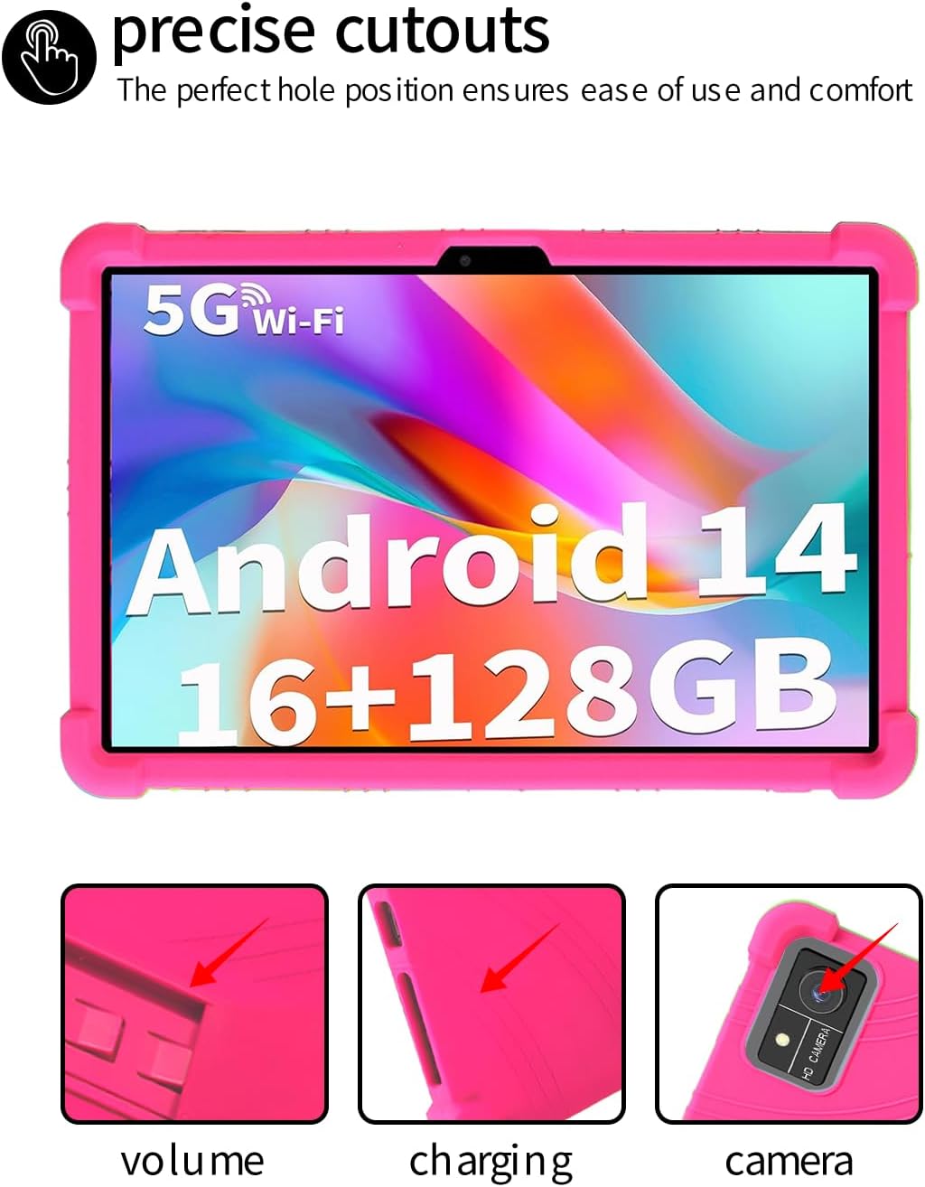 for YOBANSE T618/Suicoey T618/MEIZE D115 Tablets Case,BOVUGAC Soft Silicone Adjustable Stand Shockproof Kids Friendly for T618 10 Inch Tablets(Rosered)
