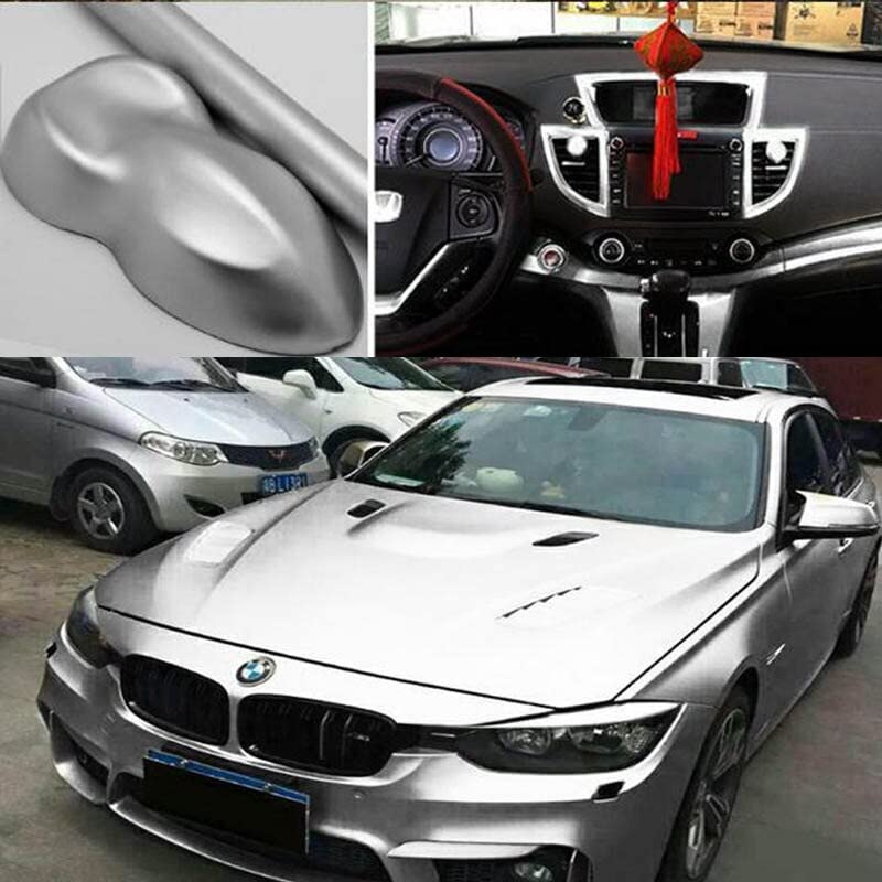 Image of WALLMATE? Matte Wrap Vinyl Peel and Stick Car & Bike Wrap Sheet Vinyl Car Wrap Sheet Roll Film Sticker Decal Sticker (12x60 /Inch, Silver Metallic Matte)