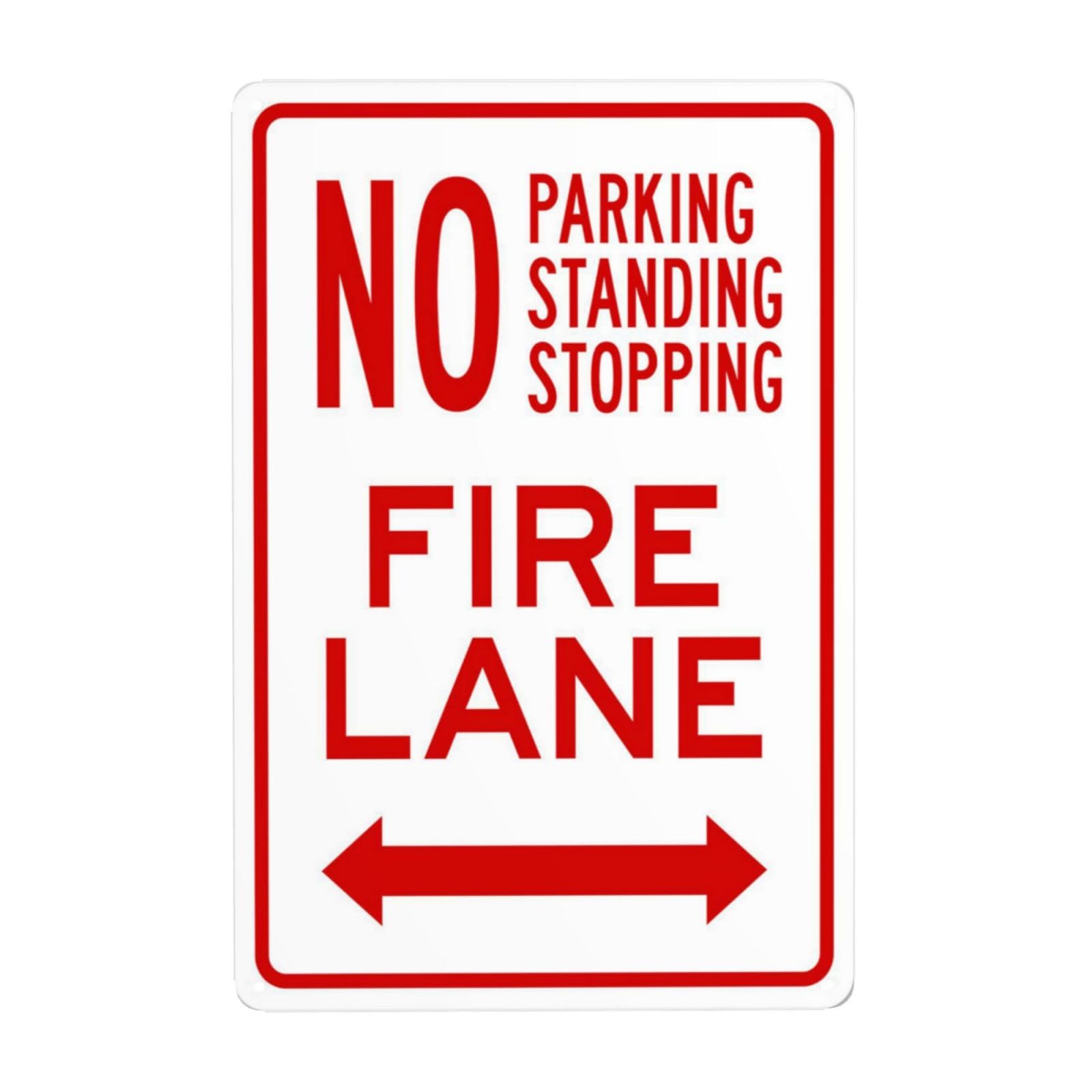 SMAZDFXX No Parking Standing Or Stopping Fire Lane With Bidirectional Arrow Metal Warning Signs, Cautions Security Tin Sign, Safety Posted Signs for Street Business Wall Decor 12"x16"