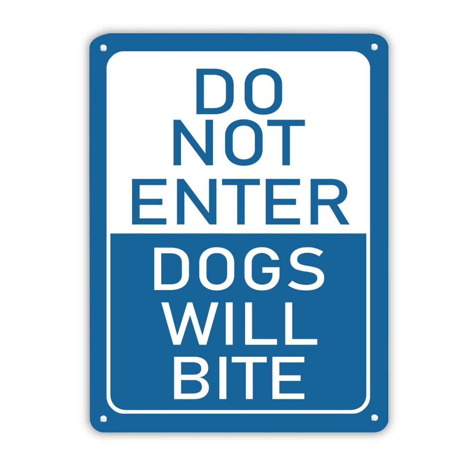 Panneau métal Do Not Enter Dogs Will Bite pour extérieur 40x30 cm
