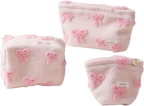 Cute Makeup Bag Cosmetic Bag Y2k Kawaii Portable Cosmetic Pouch Travel Toiletry Organizer Coquette Y2K Style Pink