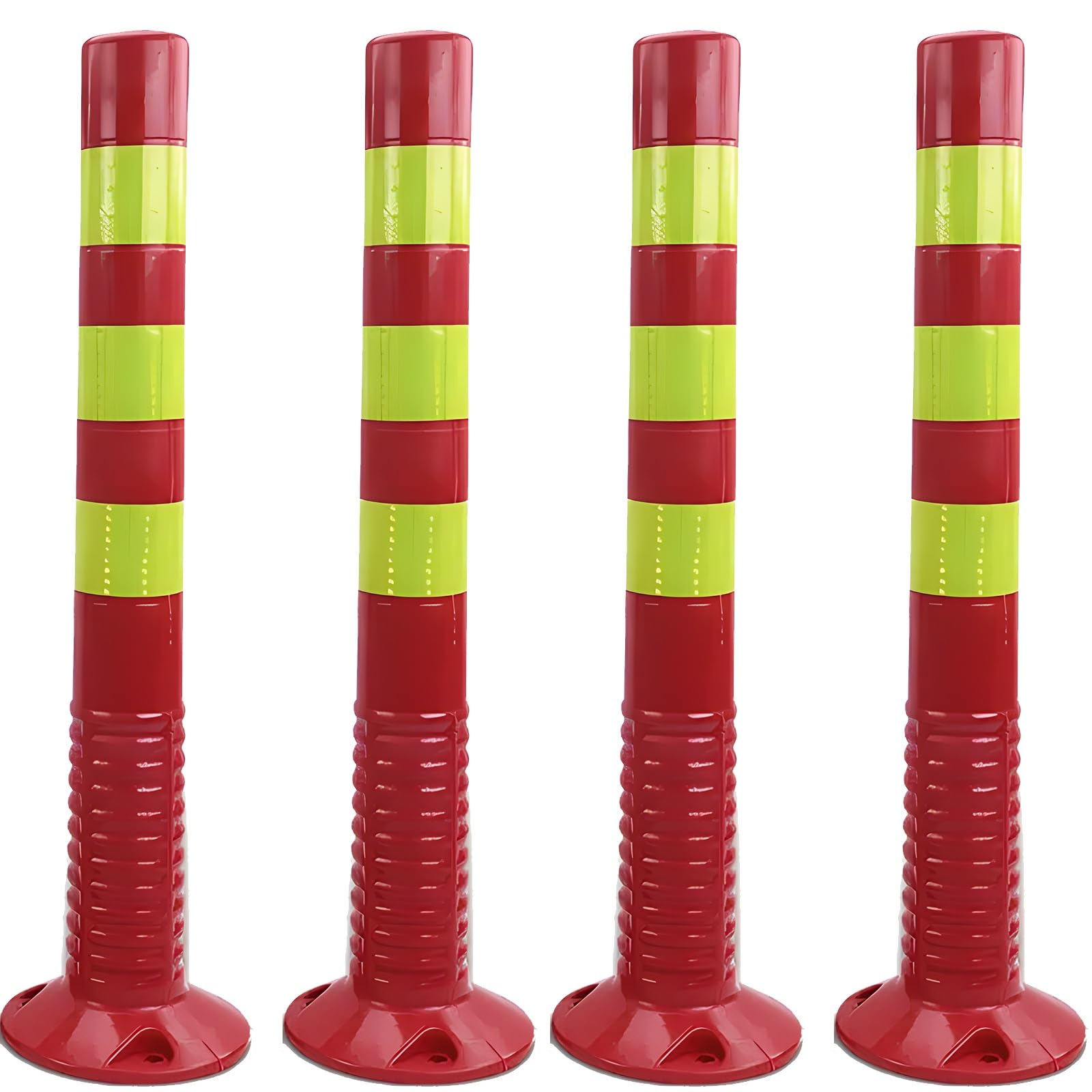 Postes delimitadores de seguridad para tráfico, paquete de 4, 70 cm, barrera de seguridad permanente para obras de aparcamiento y obras.