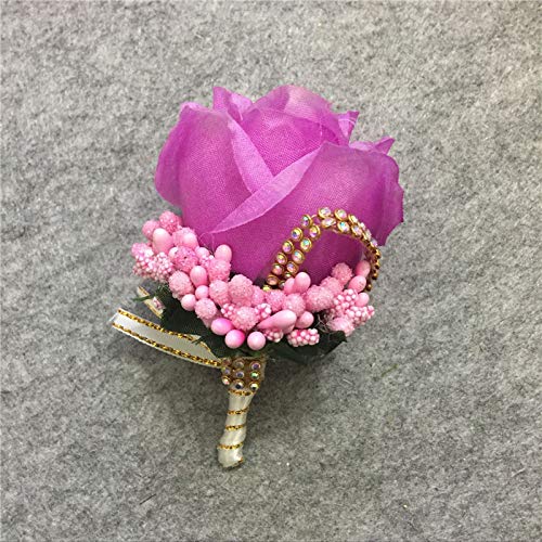 Treestar Boutonniere per sposo nuziale artificiale rosa con spilli per sposo migliore spilla da uomo per balli di fine anno - Image 3