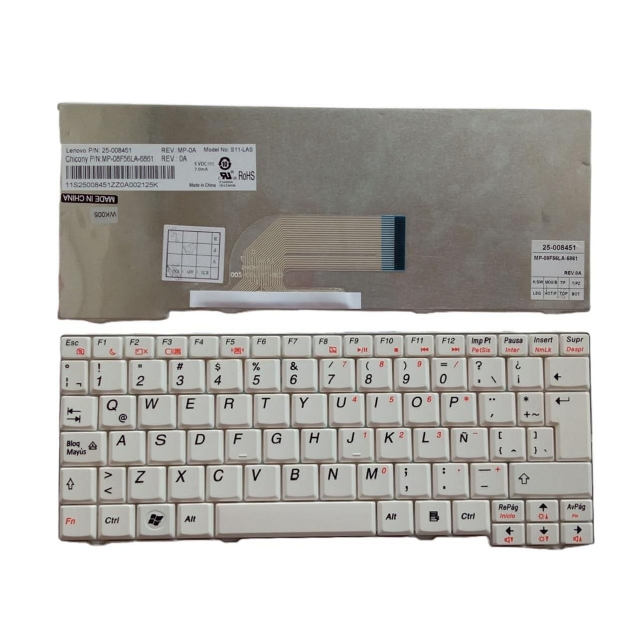Clavier IdeaPad S10-2 S10-3C blanc solution aux touches bloquées US LA