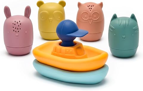 Little Rawr Openable Silicone Bath Toys Animal & Boat Set