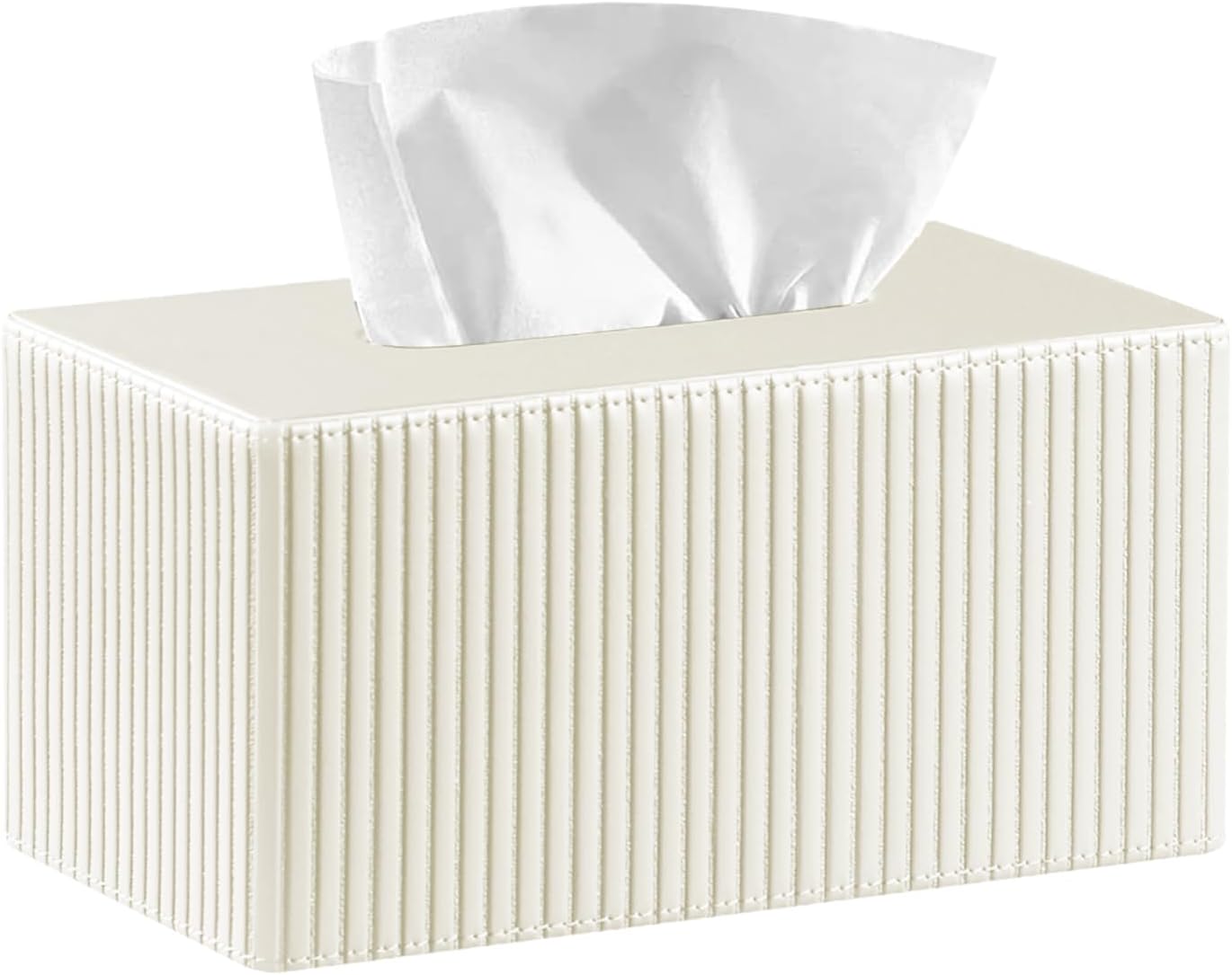 Larger Tissue Box Cover, Modern PU Leather Rectangular Facial Tissue Holder | Minimalist Tissue Organizer/Dispenser, Napkin Storage Box for Bathroom,Vanity Countertop, Nightstand, Office, Home Decor