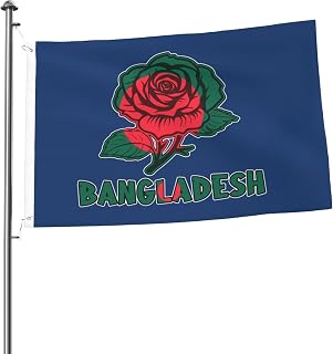 Flag 2x3 Ft Bangladesh Bengali Flag Rose Flower Vivid Color Heavy Duty Yard Outside Double Sided Small Garden Indoor