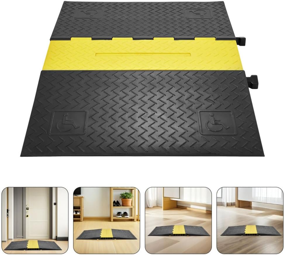 Healifty Cable Hider: 5-Channel Heavy Duty Cable Ramp Protector - 22000lbs Load Capacity Rubber Outdoor Extension Cord Cover for