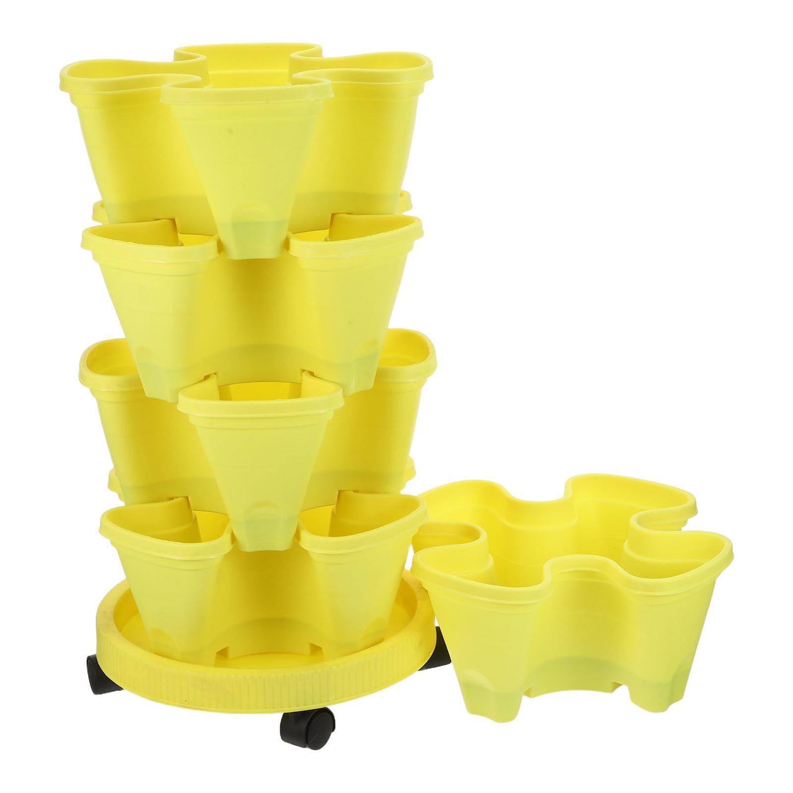 CANIGHT Stapelbares Erdbeer Stapelpflanzgefäß aus Abs Kunststoff 73cm Hoher Vertikaler Blumentopfturm für Balkon und Garten Platzsparend und Vielseitig für Kräuter und Pflanzen