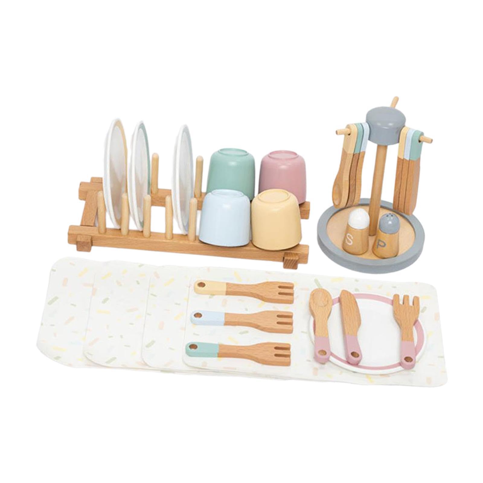 Assiettes en Bois pour Jeux de rôle, pour Les Filles. Favorise la Reconnaissance des Couleurs et Le développement des compétences