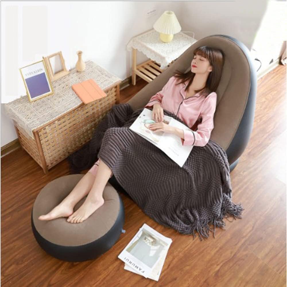 PVC Inflatable Recliner Sofa with Air Pump for Ultimate Relaxation Dark Blue (Pack of 2) | Inflatable Lounge Chair with Footstool, Durable Material, Lightweight & Portable, Ideal for Home-image-32