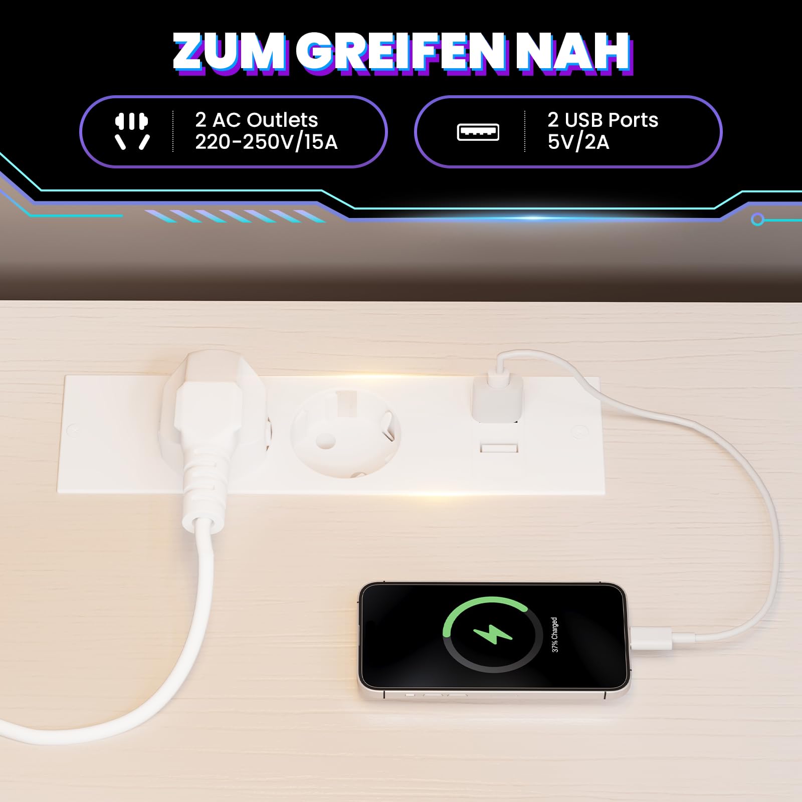 YOUDENOVA Scrivania Gaming a Forma di L, Tavolo Gaming con LED, Presa e USB, Scrivania ad Angolo Reversibile con Ripiano, 120x80cm Tavolo Computer con Portaoggetti per Home Office e Gamer, Bianco