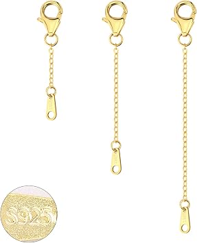 Extenders Chain Necklace 14K Gold Plated Silver Extension Chains for Jewelry Making1 2 3 inch