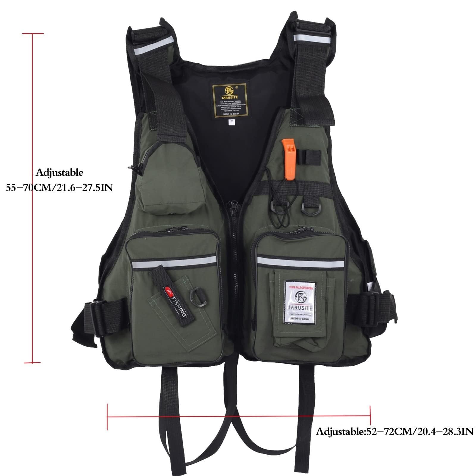 Kayka-Jacke mit Taschen for Kajak-Angeln und Paddeln | Kayka-Jacke mit EPE-Schaum, Reflektierenden Streifen und Pfeife for Kajak, Angel und Paddelsportarten.