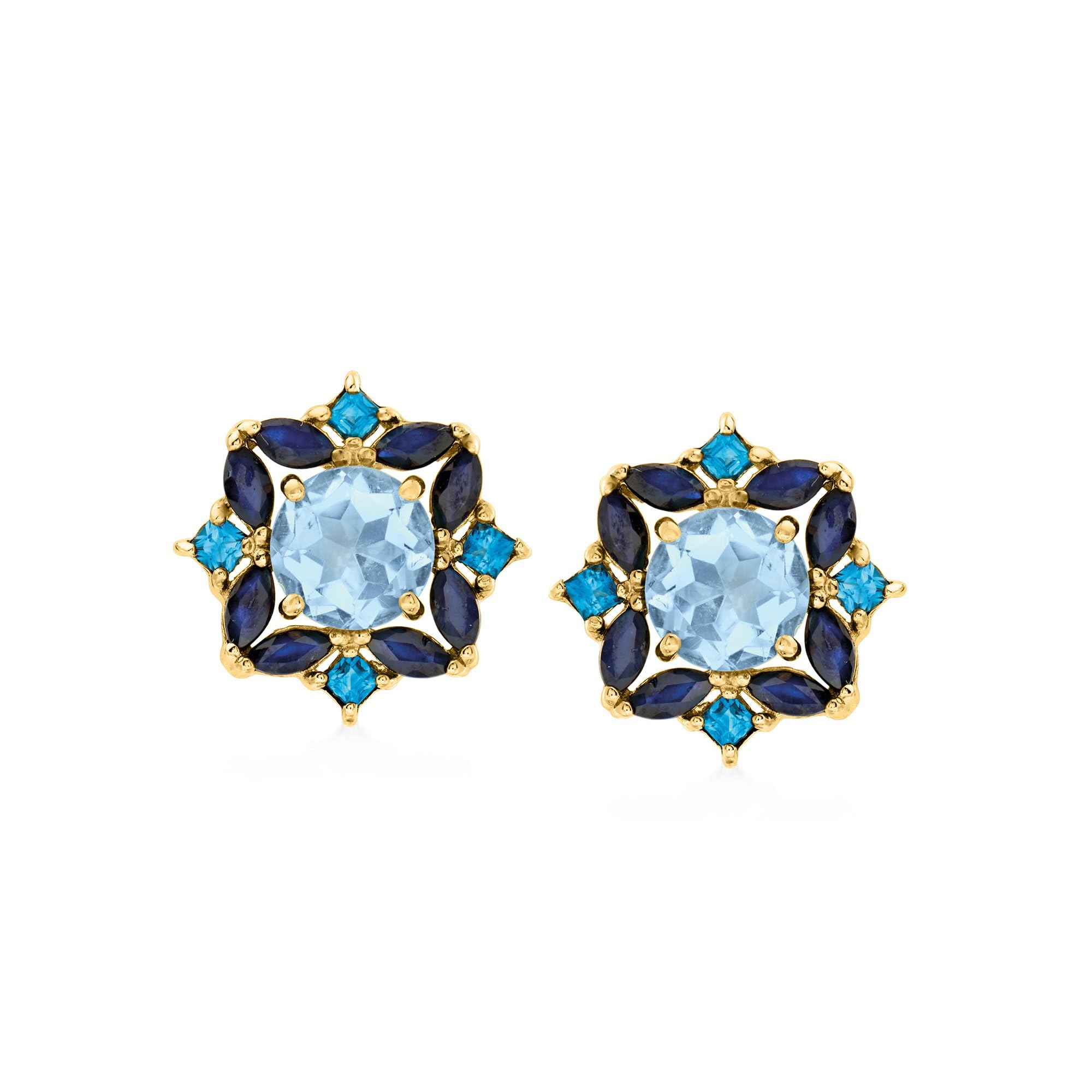 Ross-Simons 3 10 ct t w Sky Blue Topaz and 2 00 ct t w Sapphire Earrings in