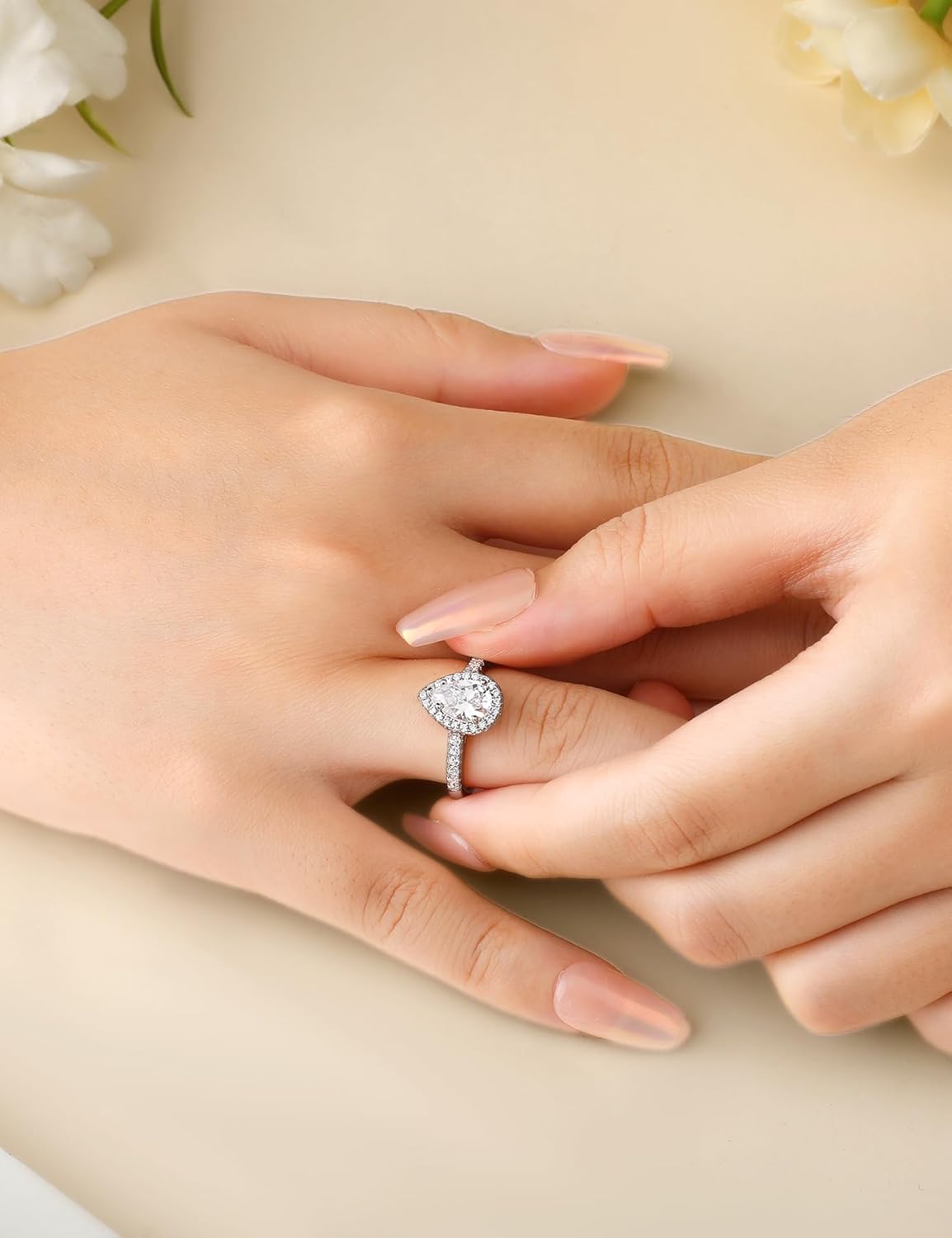 Elspeth 925 Sterling Silver Engagement Ring for Women Oval/Radiant/Pear/Princess/RoundCut Cubic Zirconia Promise Ring Size 4-10