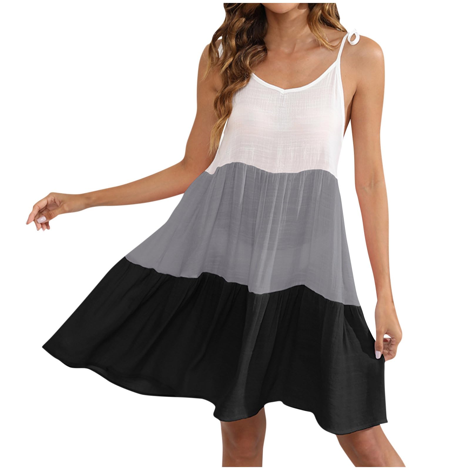 Womens Color Block Plus Size Swimsuit Cover Up Hollow Out Crochet Swim Beach Bikini Casual Split Mesh Cover Up Dress