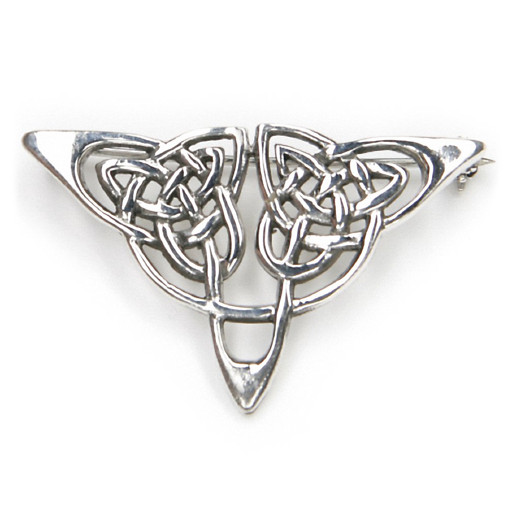 Keltische Brosche auffällige Fibel Gewandnadel 925 Sterlingsilber Keltisches Dreieck Unendlichkeitssymbol Mittelalter Wikinger Gothic LARP Silberschmuck Damen Herren