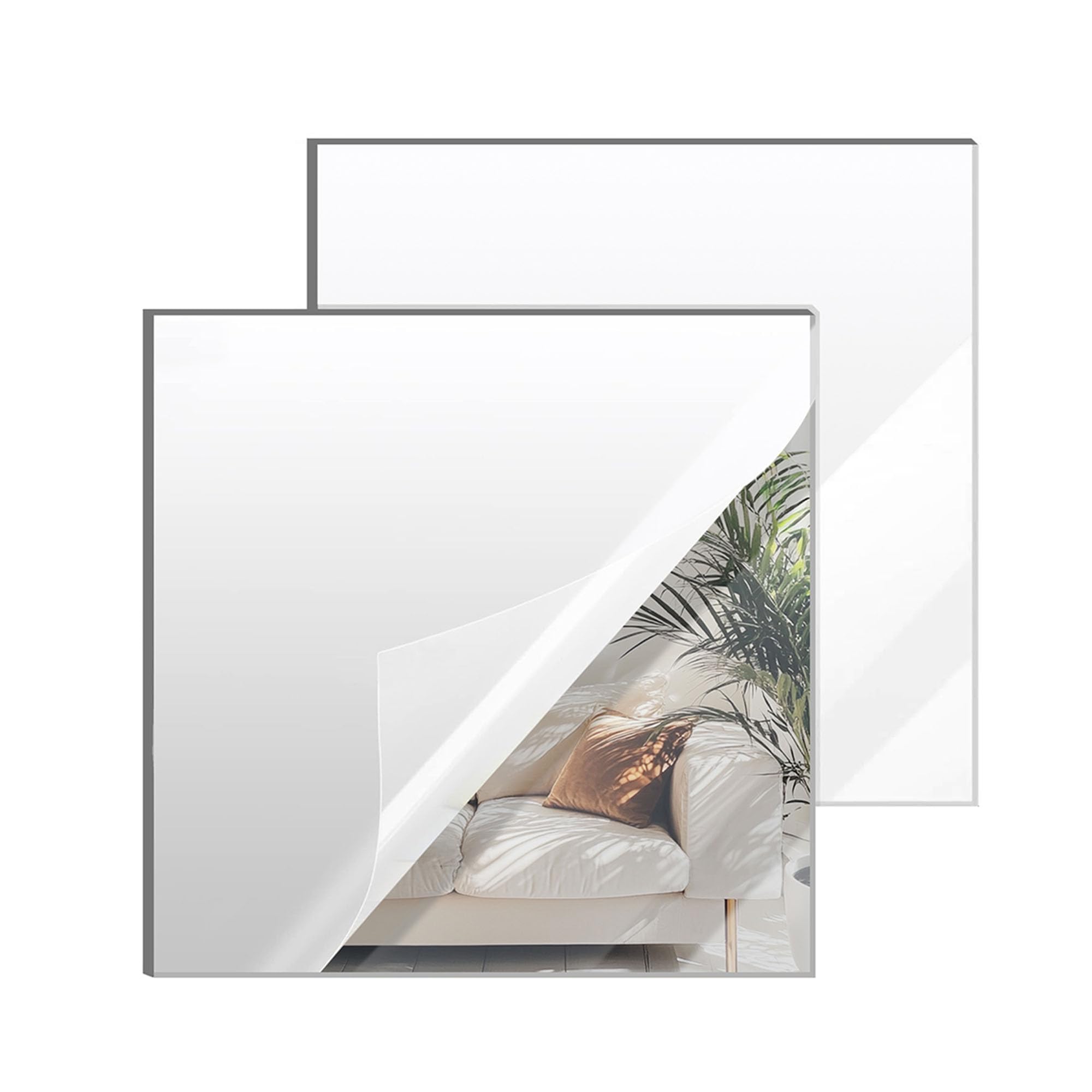 Silver Mirror Acrylic Sheets – 2 Pack, 12x12 Inches, 1/8 Inch Thick, Reflective Mirror Acrylic Ideal for Laser Cutting, DIY Crafts, and Home