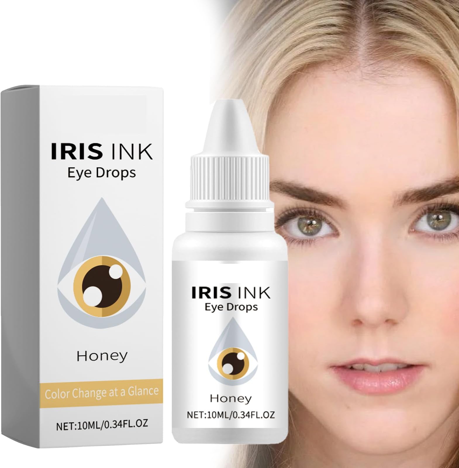 5 Bottles Fancy Drops Change Your Eye Color, Safe and Vegan IrisInk PRO Eye Drops - Enhancement & Changing Eye Color (Honey)